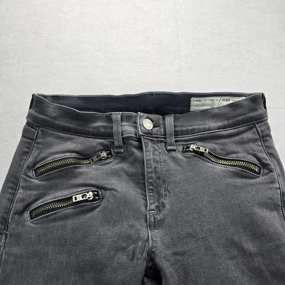 Rag & Bone Jean Kids Seattle Grey Moto Zipper Skinny Jeans 27 Y2K